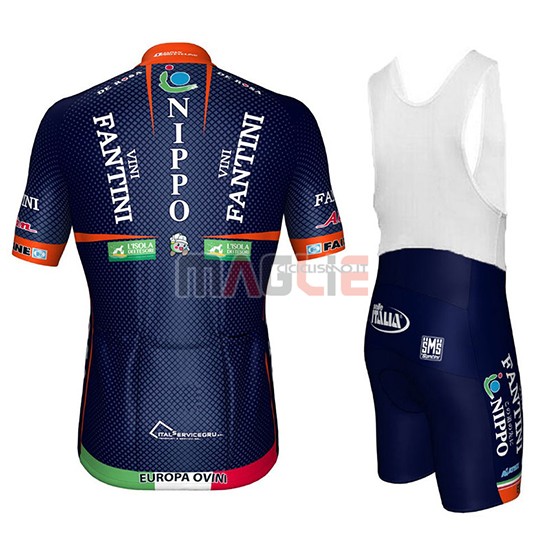 2018 Maglia Nippo Vini Fantini Europa Ovini Manica Corta Spento Blu